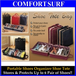 Portable Shoes Organizer Shoe Tote - Stores & Protects up to 6 Pair of Shoes!
